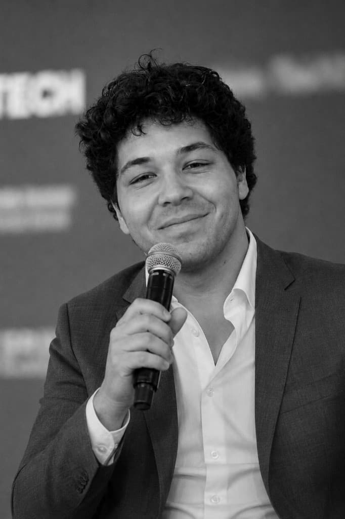 Nathan Galindo, founder of Bridgeful, speaking at a tech event