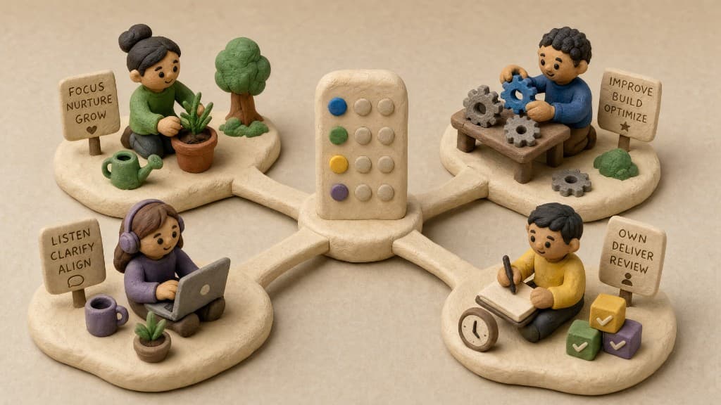 Clay illustration for Building a remote ops team that owns outcomes